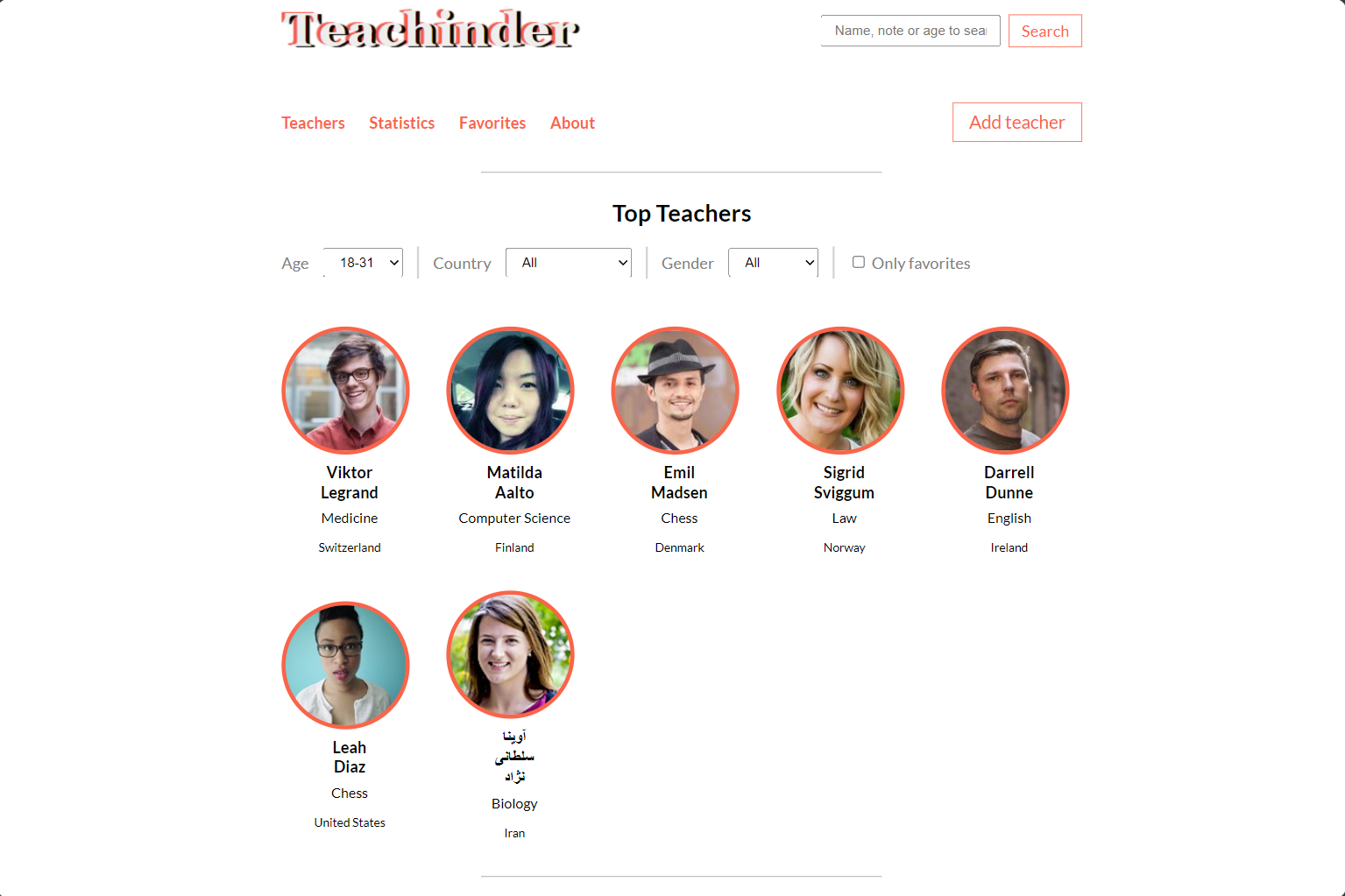 Teachinder project preview